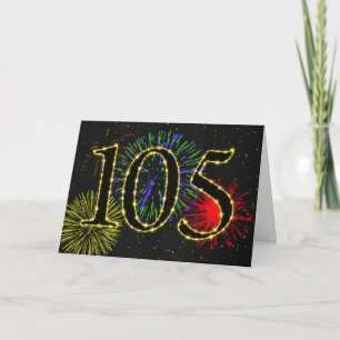 105º Cartão de aniversário com fogos de artifí