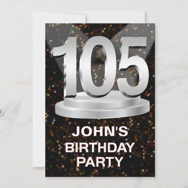 105º Convite de aniversário Adicionar um Nome (Frente)