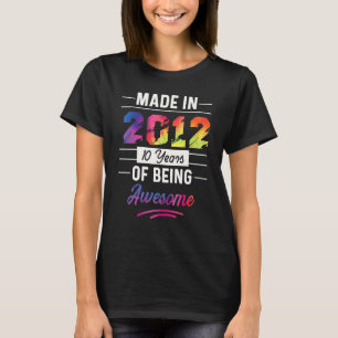 10.º aniversário feito em 2012 Camisetas coloridas