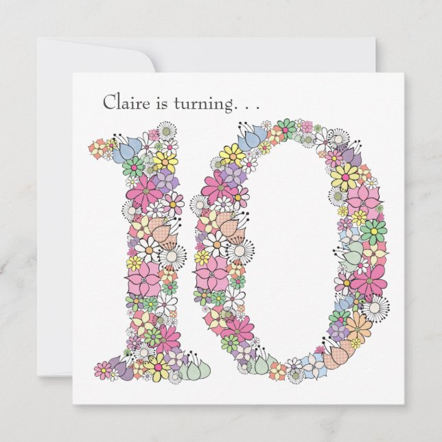 10.º Convite Personalizado de Festa de aniversario (Frente)