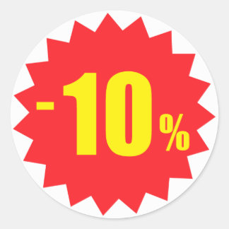 10% de adesivos de desconto de venda, branco e ver