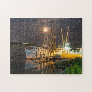 10" x 14" quebra-cabeça do barco do camarão