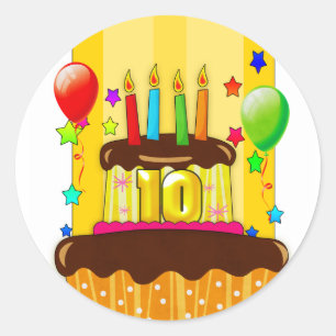 10ns etiquetas da festa de aniversário - 10o vara