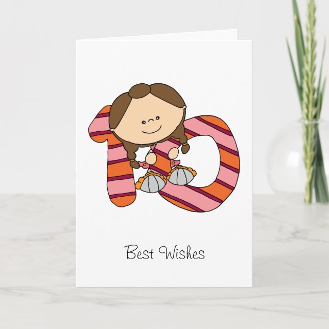 10o Cartão de cartões de aniversários - menina (Frente)