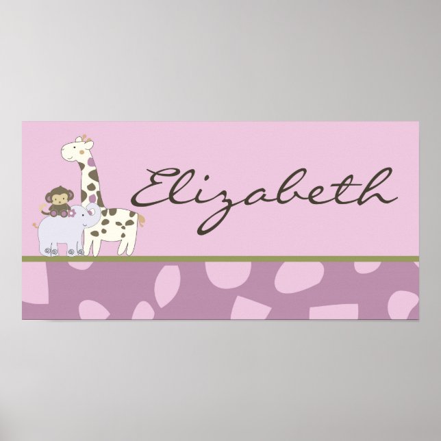 10x20 Nursery Art Name Impressão Jacana Girl Jungl (Frente)