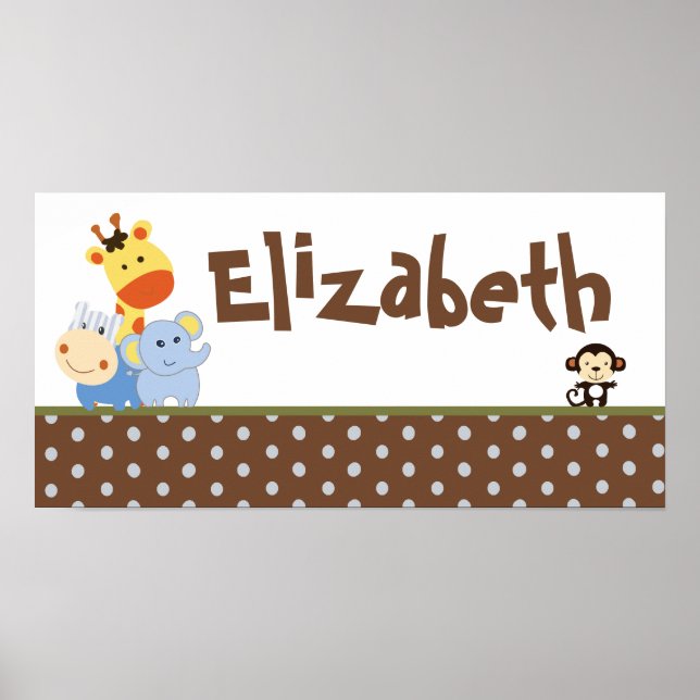 10x20 Nursery Art Name Impressão Jungle Play (Frente)