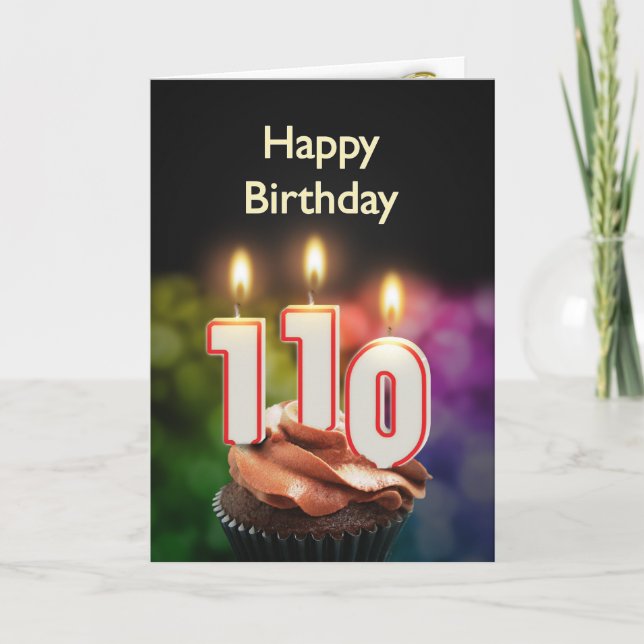 110th Cartão de aniversário com velas (Frente)