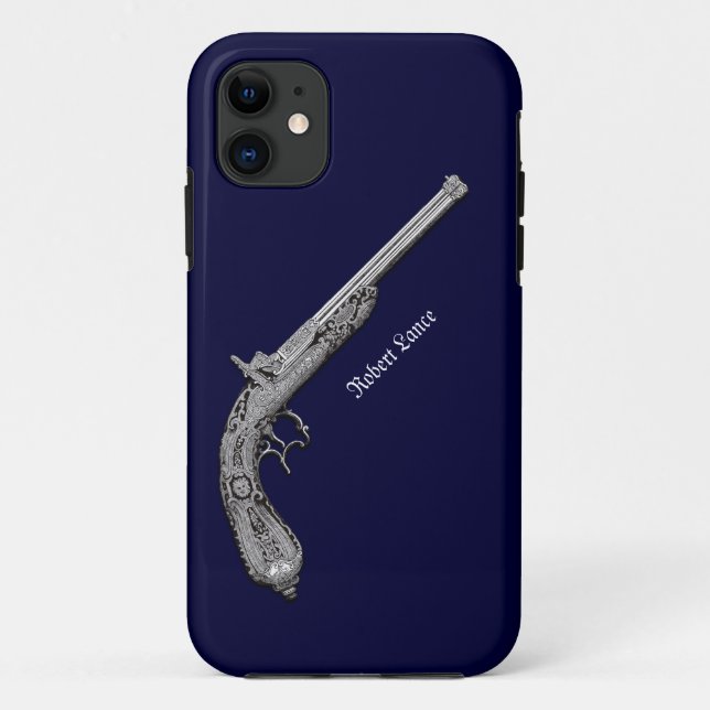 11 Capa para iPhone 5 Pistola Antiga Pessoal Azul (Verso)