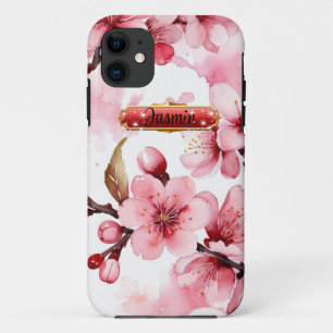 11 Cerejeiras Vermelho-Rosa Vibrante capa para iPhone