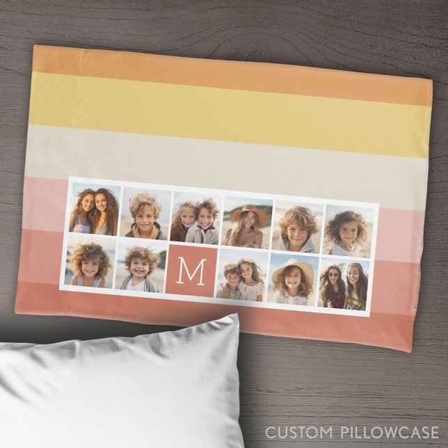 11 Colagem de Fotografias - Dourado de Pêssego Cor (Create Your Own Photo Collage Pillowcase)
