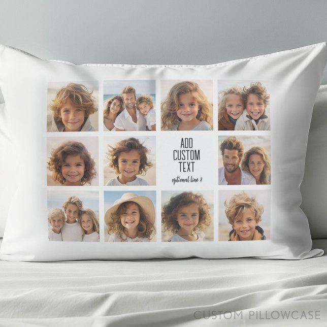 11 Colagem de fotos - Branco mínimo moderno em bra (Create Your Own Photo Collage Pillowcase)