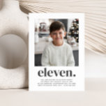 11 Foto Quadrada Primeiro Convite de Aniversário<br><div class="desc">Um convite moderno para o Aniversário,  com a sua própria fotografia e a palavra 'onze.' por baixo. Você também pode editar todas as cores e estilos do texto - basta clicar no botão 'Personalizar' -> 'Editar usando a ferramenta design'.</div>