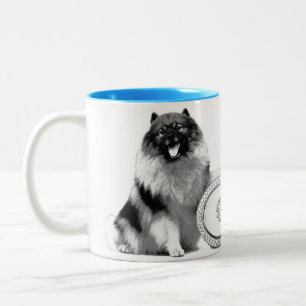 11 onças. Caneca de dois tons com Keeshond para um