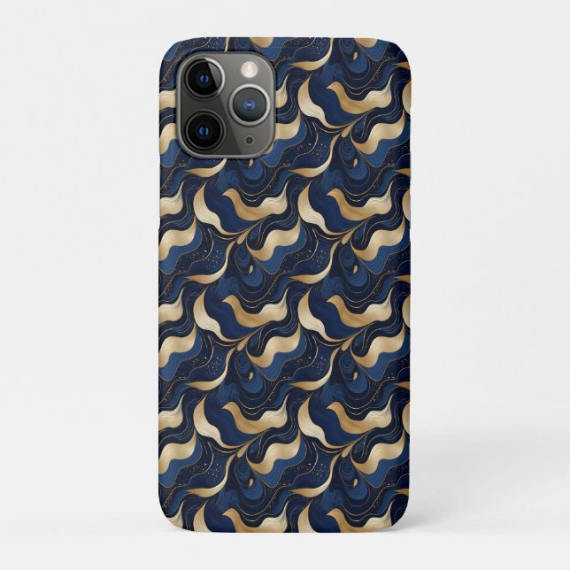 11 Pro Capa decorativa de mármore azul escuro para iPhone (Verso)