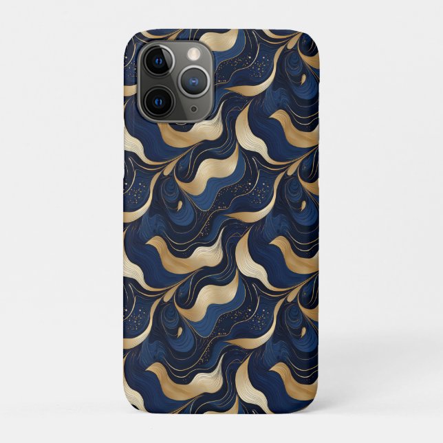 11 Pro Capa decorativa de mármore azul escuro para iPhone (Verso)