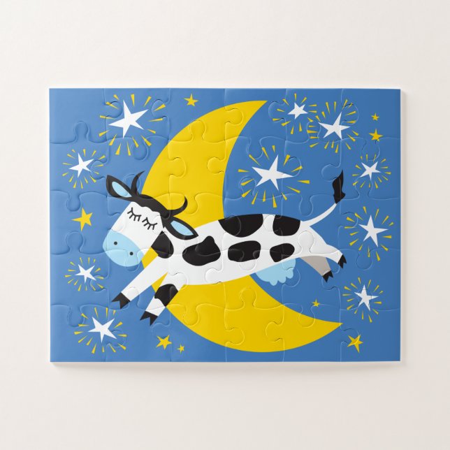 11x14 Crianças Vaca e Quebra-cabeça de Lua para Cr (Horizontal)