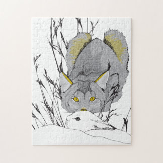 11x14 Lynx e Quebra-cabeça de lebre para Pessoas c