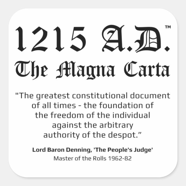 1215 A.D.™ Os Autocolantes de Cotação Magna Carta (Frente)