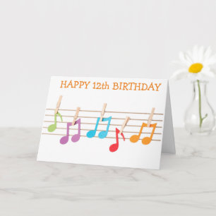 **12 ANIVERSÁRIO** NOTAS MUSICAIS DESEJOS DE ANIVE
