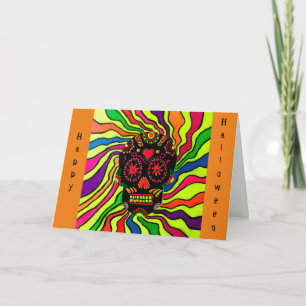 12 - Cartão de Halloween de Caveira Neon