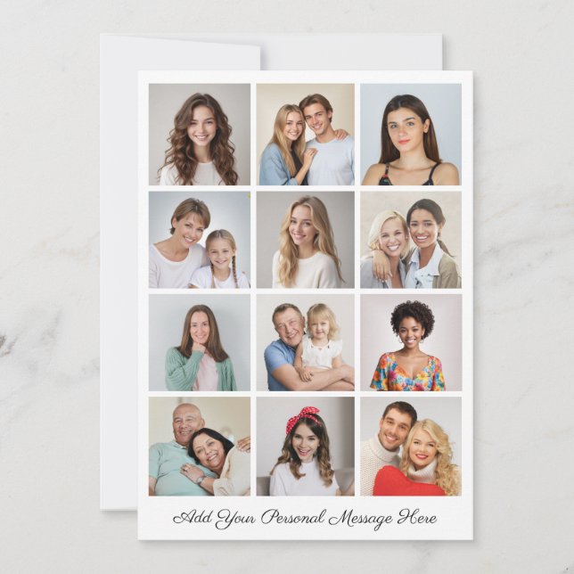 12 Colagem de Fotos Adicionar Seu Próprio Cartão D (Frente)