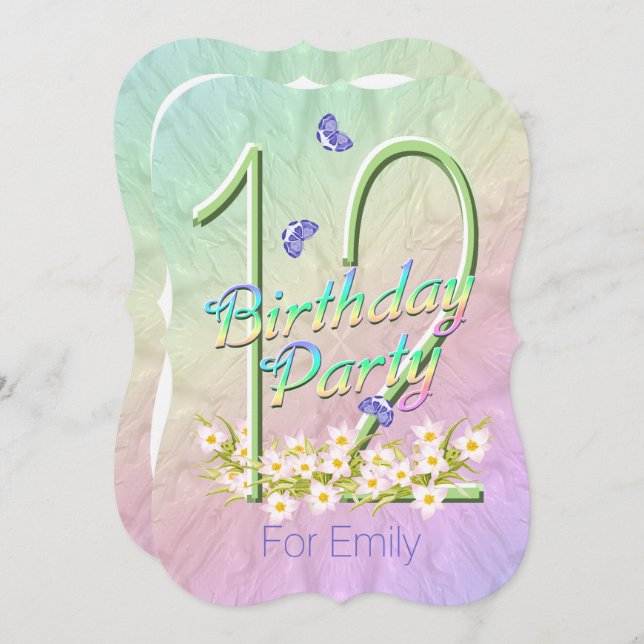 12 Festa de aniversário - Convites para Jardim do  (Frente/Verso)