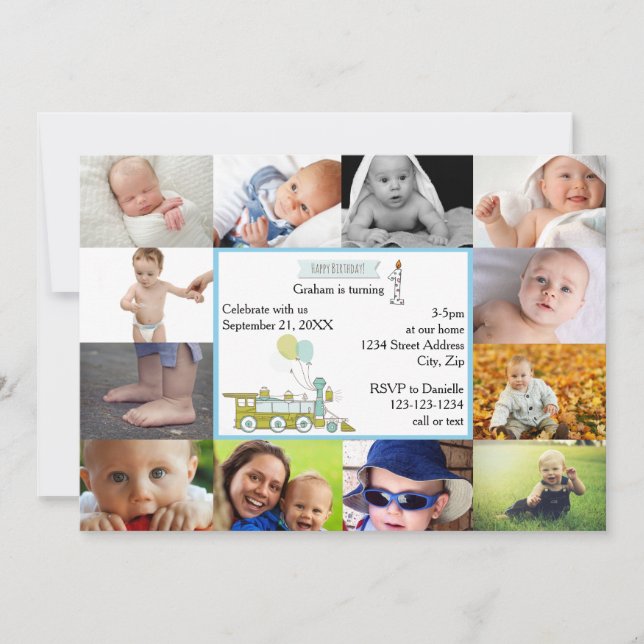 12 Fotos Aniversário - Convite de Aniversário (Frente)