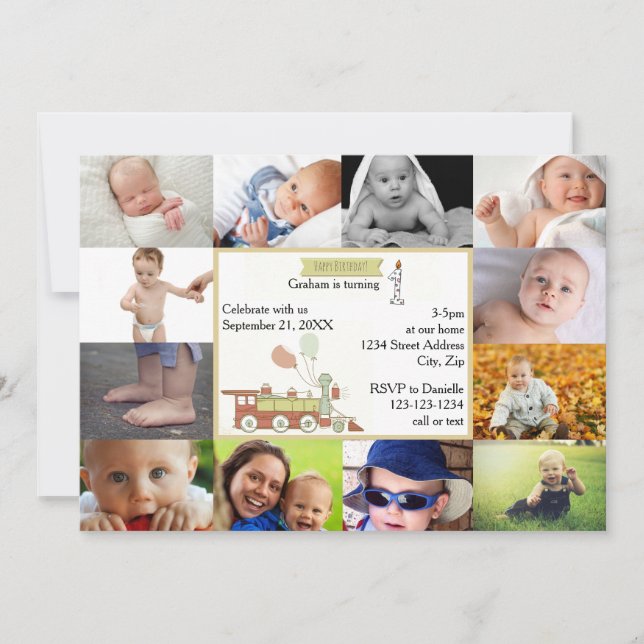 12 Fotos Aniversário Vermelho - Convite de Anivers (Frente)