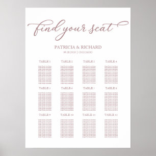 12 Mesa Wedding Seating Plan Chic Script Poster