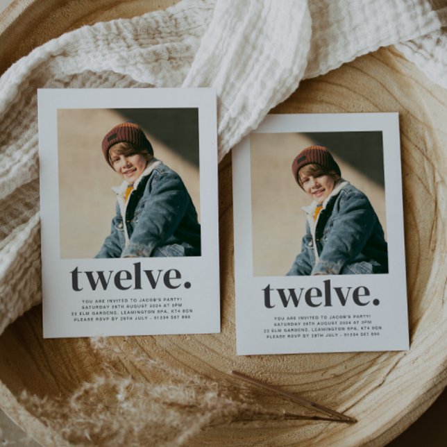 12 Quadrados Foto Primeiro Convite de Aniversário (Criador carregado)