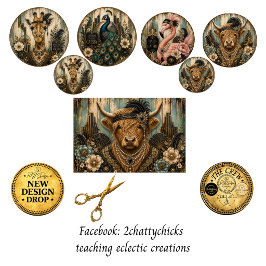 12" rounds Gatsby Giraffe Highland & Flamingo 