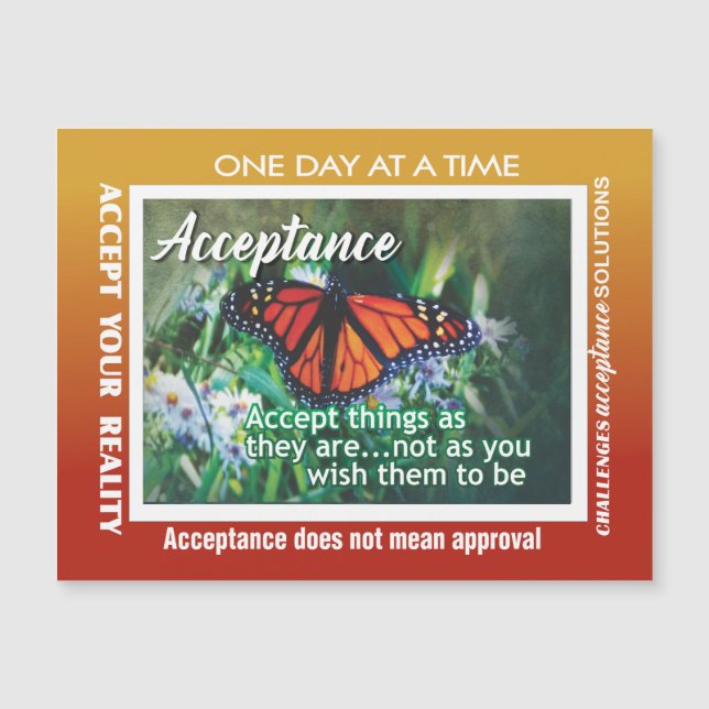 12 step acceptance magnetic card 26 butterflies (Frente)
