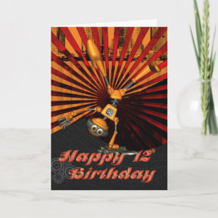 12o Aniversário, cartão de aniversário do robô