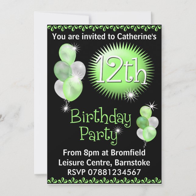 12o Convite de aniversário (Frente)