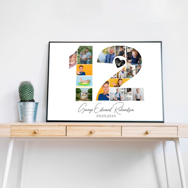 12th Birthday Photo Collage Poster Keepsake (Criador carregado)