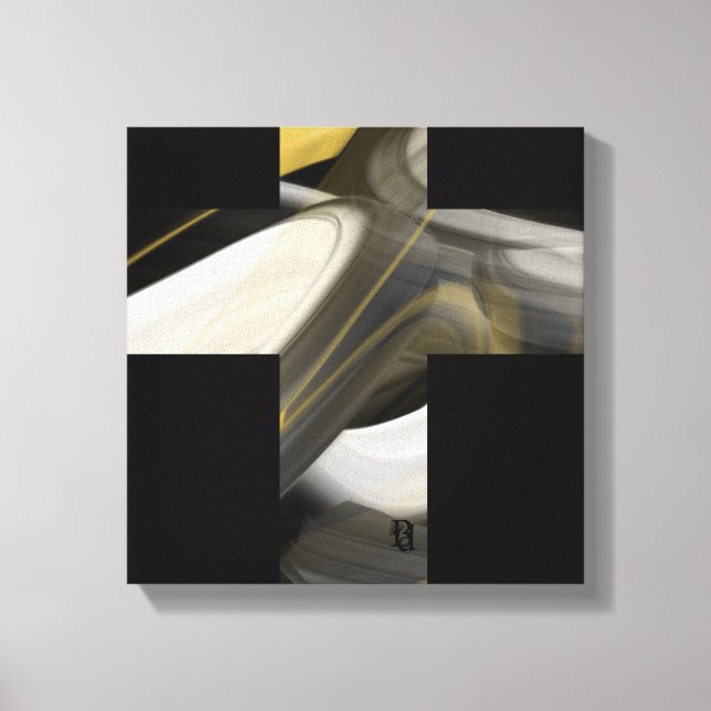 12x12" Tendência Arte Abstrata Canvas Preto Branco (Frente)
