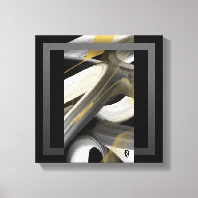 12x12" Tendência Arte Abstrata Canvas Preto Branco (Frente)