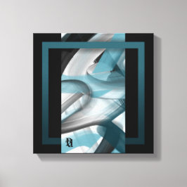 12x12" Trend Abstract Art Canvas Black White Blue