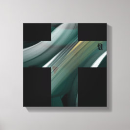 12x12" Trend Abstract Art Canvas Black White Green