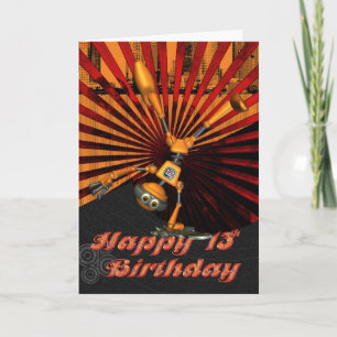 13 Birthday, Cartão de Aniversário Robô de Skatebo