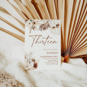 13 Birthday Convite Boho Pampas