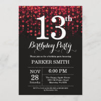 13 Birthday - Convite Vermelho