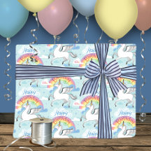 13 Birthday Rainbow Unicorn Blue Clouds Stars