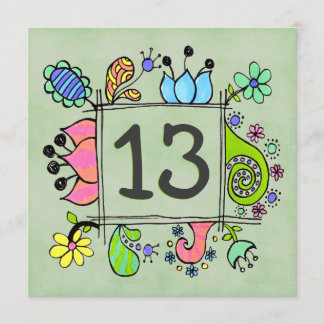 13 Doodles Convite de aniversário Colorido