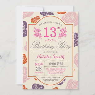 13 Floral Aniversário Convite Rosas Rosa Rosa