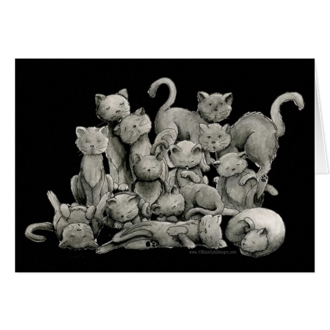 13 Gatos Pretos - Cartão Sortudo (Frente Horizontal)