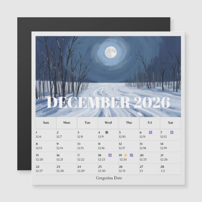 13-Month Moon Phase Zodiac december Calendar (Frente/Verso)