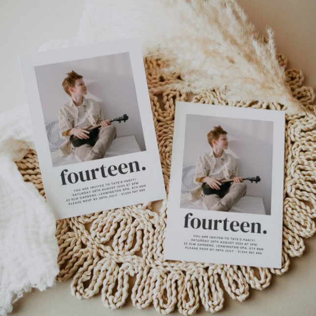 14 Quadrados Foto Primeiro Convite de Aniversário (Criador carregado)