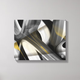 14x11" Trend Abstract Art Canvas Black White Gold
