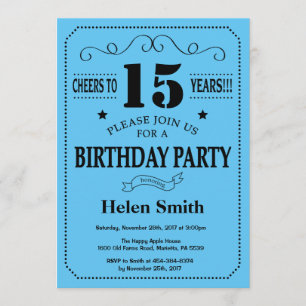 15 Aniversário Convite Preto e Azul